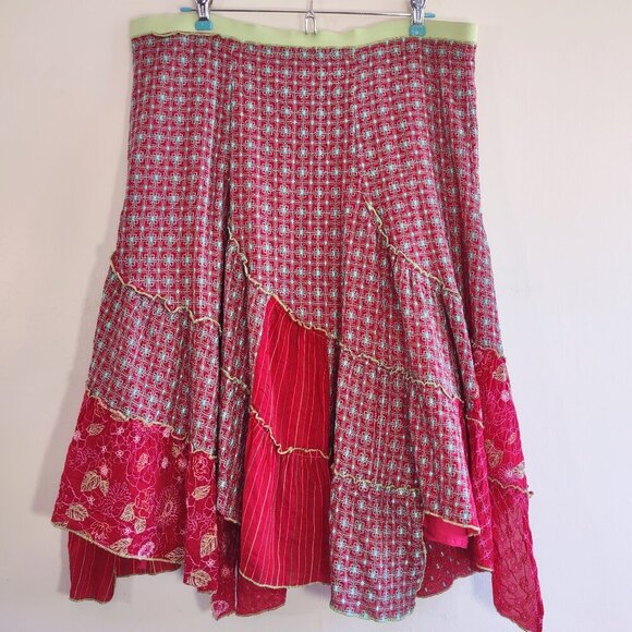 Johnny Was Dresses & Skirts - Johnny Was Boho Tiered Floral Patchwork Midi Skirt Flowy Hippie Size Small